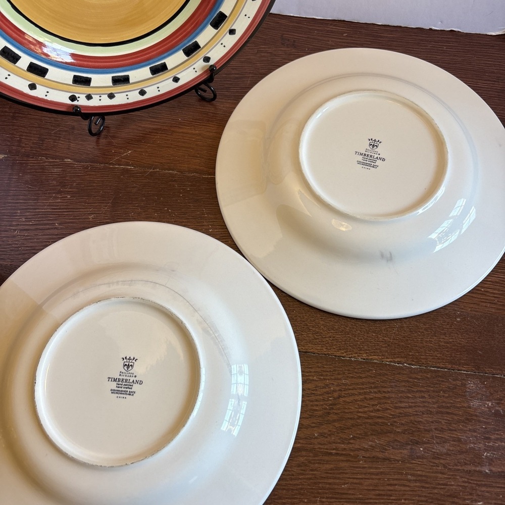 Set Of 3 Philippe Richard Hand Painted Timberland Plates 11" Dinner READ MORE - Picture 6 of 9